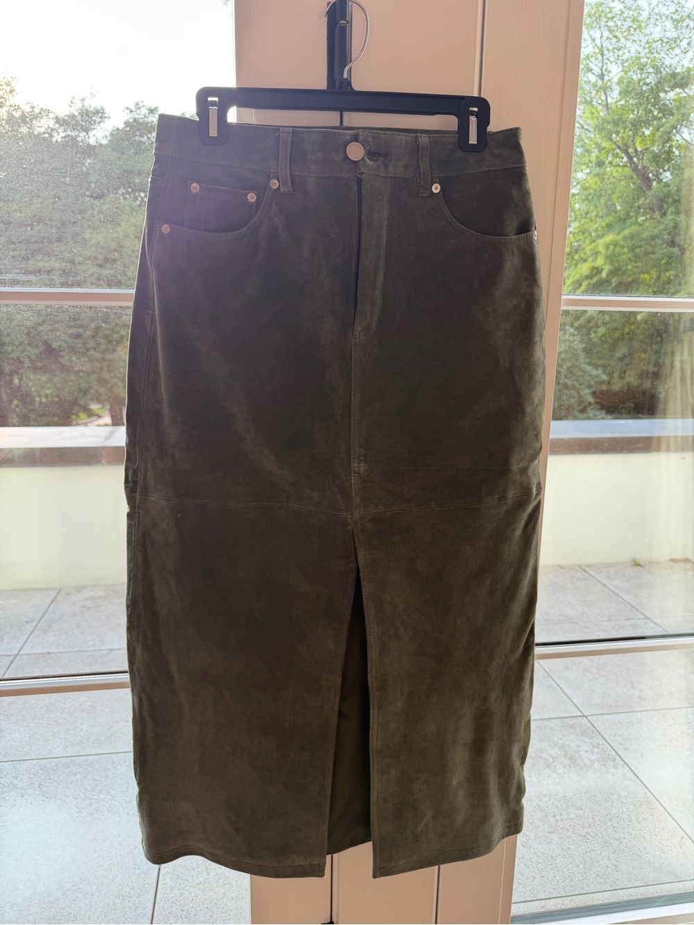 Blank NYC Olive Suede Pencil Skirt